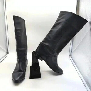 Mister Shoes Navy Blue leather knee boots sz 7 made in Argentina